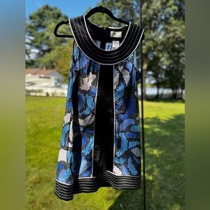 DBY Ltd. Vintage Style Sleeveless Sheath Dress Black Multi-Color Mosaic